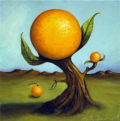 cây và trái cam_painting