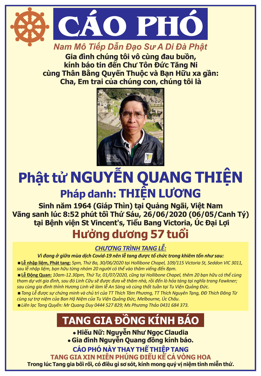 Cao Pho Tang le Nguyen Quang Thien-1964-2020