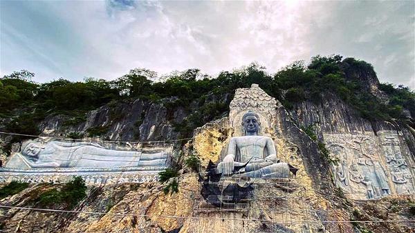 Campuchia Các pho Tượng Phật tạc trên Vách đá Phnom Sampov Dự kiến Hoàn thiện vào cuối năm 2021 1