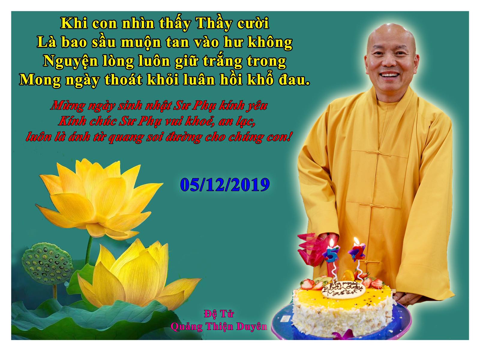Kính mừng sinh nhật TT Thích Nguyên Tạng ( 5/12/2019)