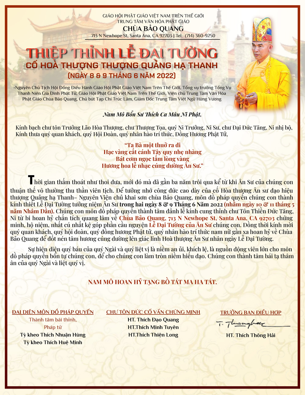 le dai tuong-ht thich quang thanh