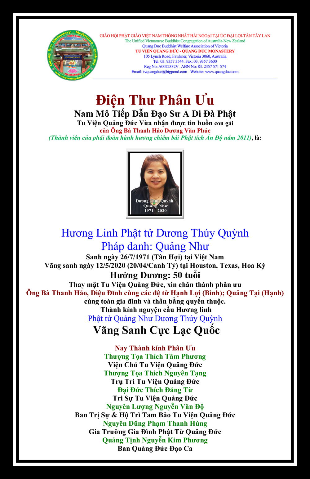 1_Dien Thu Phan Uu_Gia Dinh Phat tu_Duong Thuy Quynh