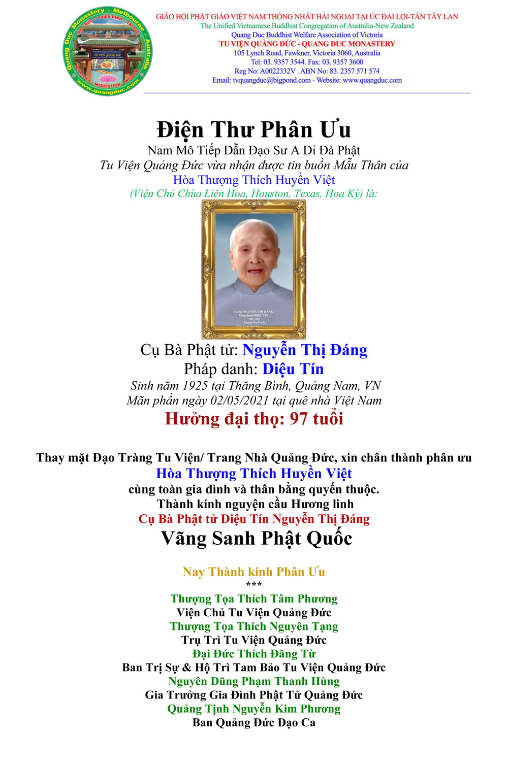 Dien Thu Phan Uu_Gia Dinh HT Thich Huyen Viet-1