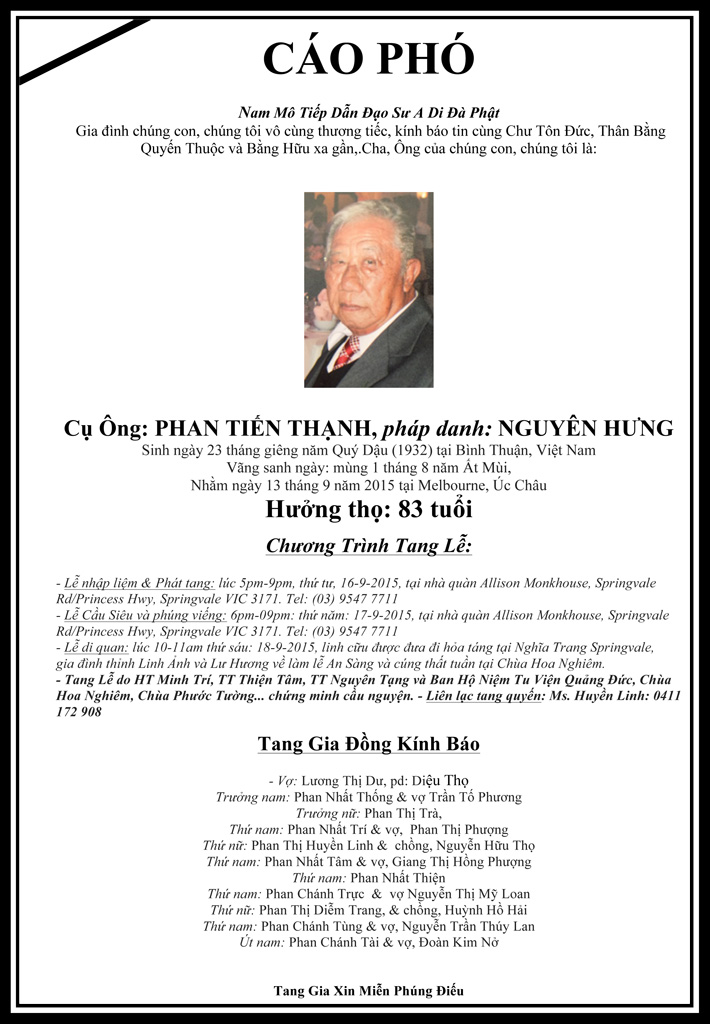Cao Pho Tang Le Cu Ong Phan Tien Thanh