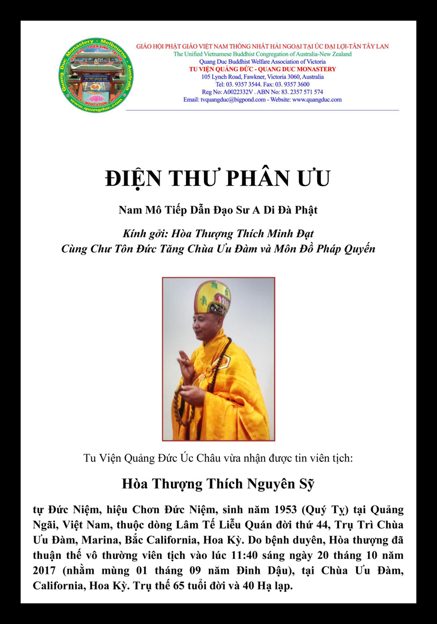 HT Thich Duc Niem_Dien Thu cua TV Quang Duc