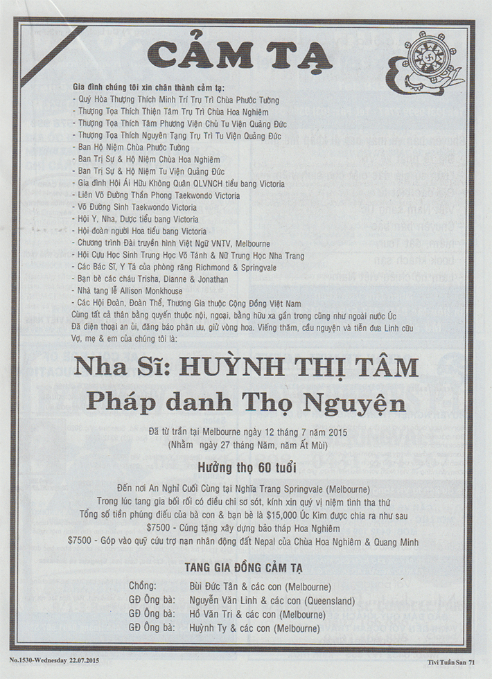 Cam Ta_Tang Le Phat tu Huynh Thi Tam_Tho Nguyen