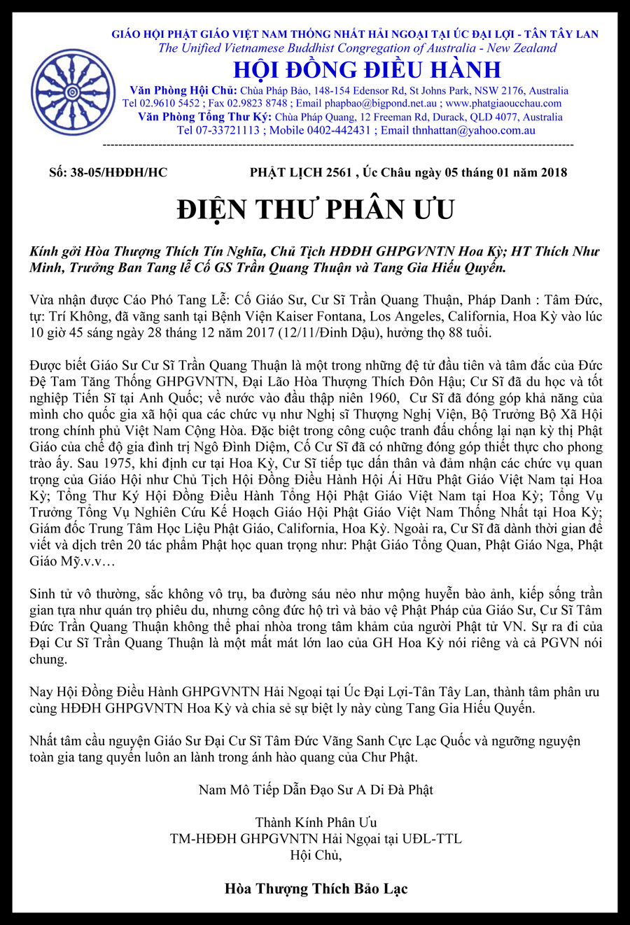 So 18-05 Dien Thu Phan Uu_Gia Dinh Giao Su Tran Quang Thuan-2018-web