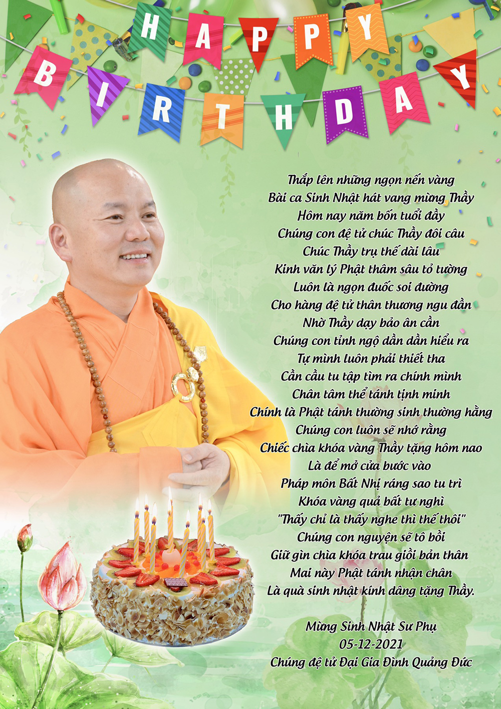 Happy Birthday Master - Kính Mừng Sinh Nhật Sư Phụ Nguyên Tạng (5/12/2021)  🙏🙏🙏🌹🥀🌷🍀🌷🌸🏵️🌻🌼🍁