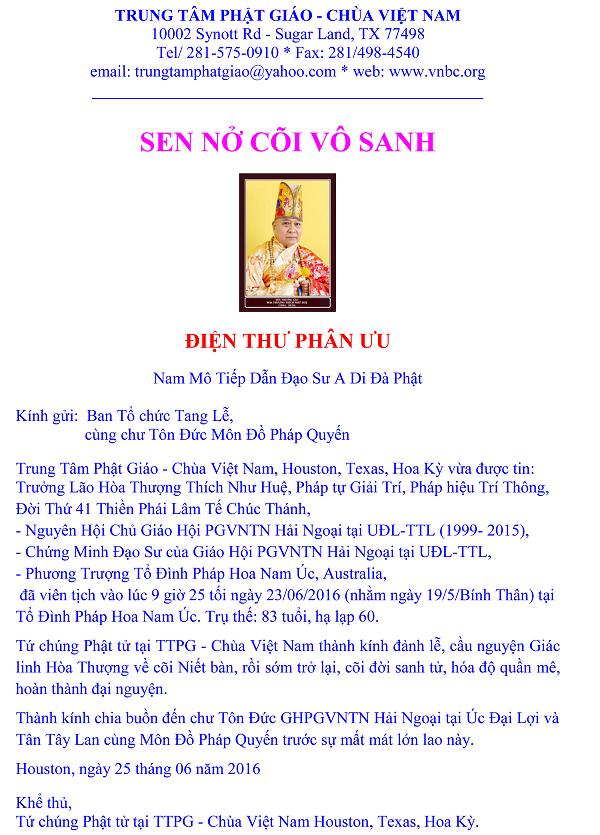 Dien Thu Phan Uu_HT NHu Hue_Chua Viet Nam