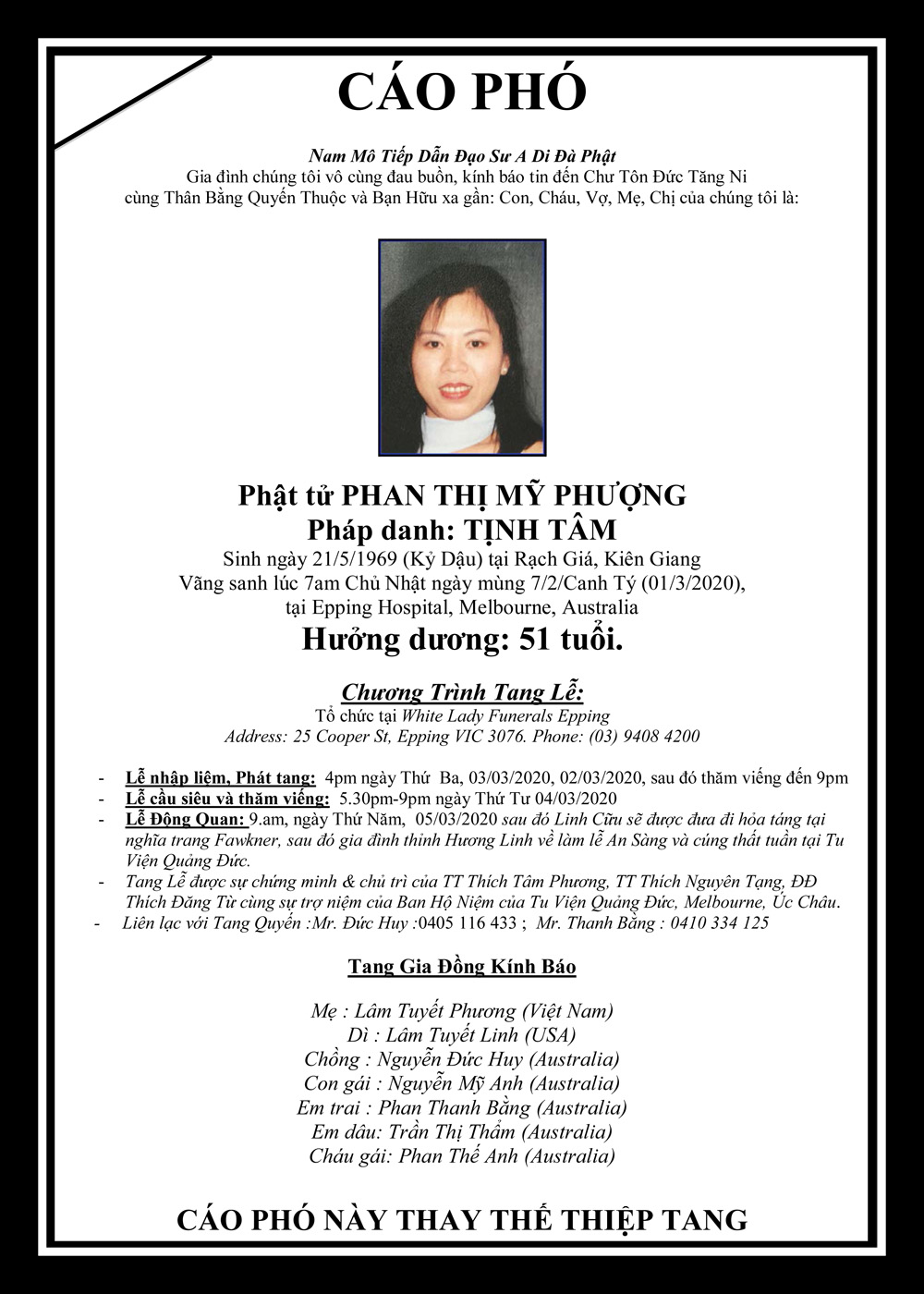Cao Pho Tang Le Phat tu Phan Thi My Phuong-1969-2020