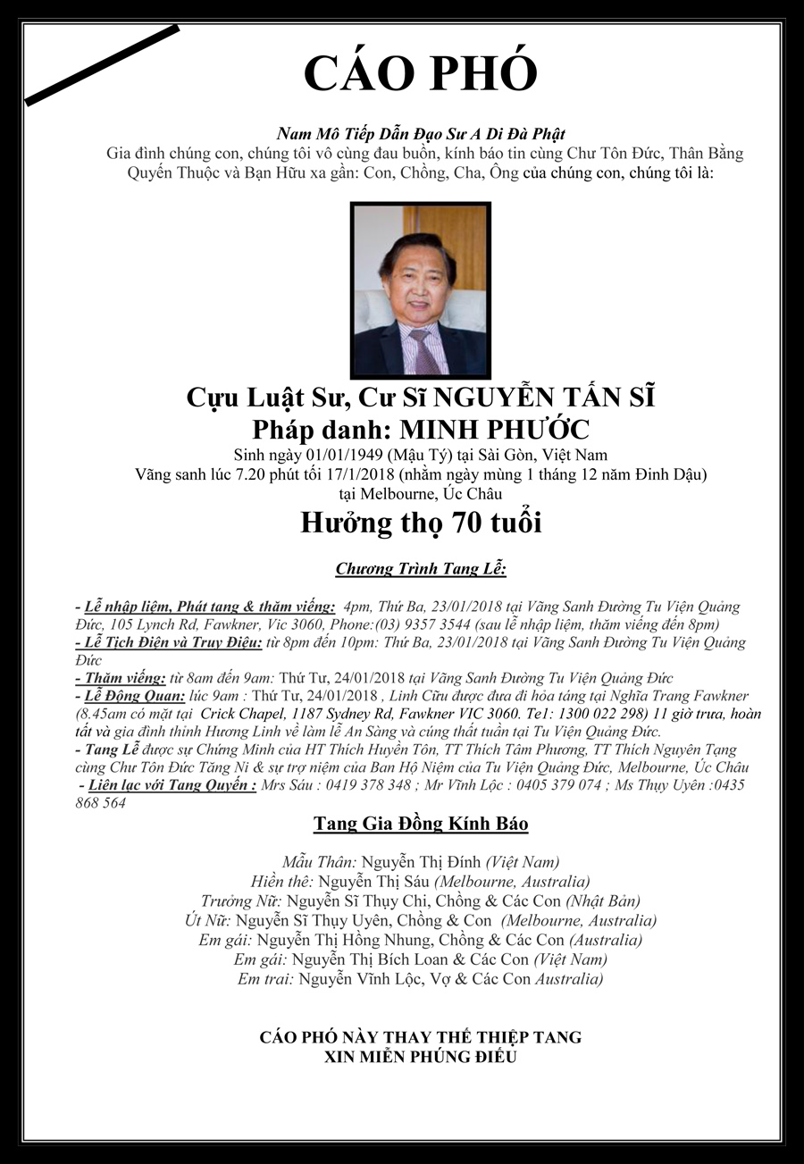 Cao Pho Tang Le Luat Su Nguyen Tan Si-1949-2018