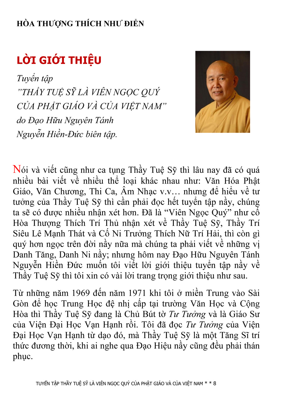 Thầy Tuệ Sỹ là Viên Ngọc Quý của Phật Giáo Việt Nam_Biên khảo của Cư Sĩ Nguyễn Hiền Đức_2020-8