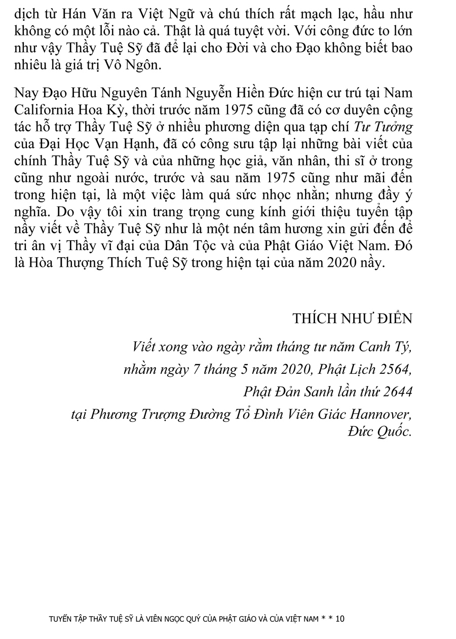 Thầy Tuệ Sỹ là Viên Ngọc Quý của Phật Giáo Việt Nam_Biên khảo của Cư Sĩ Nguyễn Hiền Đức_2020-10